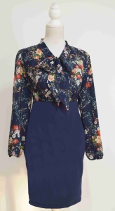 Compleu bluza si fusta Denisa bleumarin - Img 2