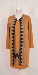 Compleu elegant mustar cu broderie Ania - Img 3