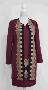 Compleu elegant visiniu cu broderie Tania - Img 1