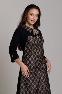 ELOWYN dress in black lace and triple veil - Img 3