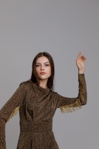 EUDORA dress with drape and fringe - Img 2