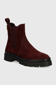 Gant botine din piele intoarsa Aligrey femei, culoarea bordo, cu platforma, 29553763 G553