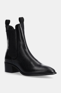 Gant ghete chelsea de piele St Broomly femei, culoarea negru, cu toc drept, 29551700 G00