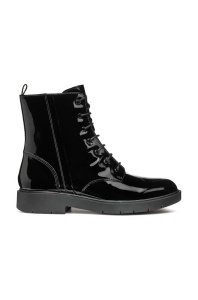Geox cizme de piele D SPHERICA EC1 femei, culoarea negru, cu toc plat, D36QRA 00066 C9997