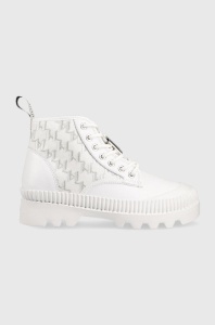 Karl Lagerfeld bocanci Trekka Ii femei, culoarea alb, cu platforma