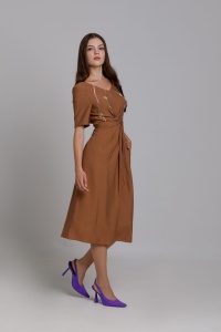 LYRA triple veil cappuccino dress with drawstring