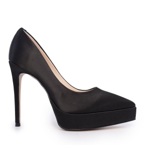 Pantofi stiletto femei Enzo Bertini negri din satin cu toc 3867DP275RAN - Img 1