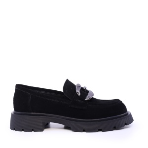 Pantofi tip loafer femei Luca di Gioia negri din piele întoarsă 1298DP2061VN - Img 1