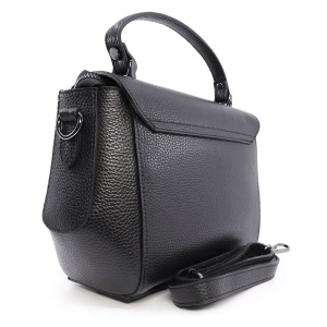 Poșetă satchel femei Enzo Bertini neagră din piele naturală cu logo 154POSP3371N - Img 2