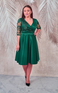 Rochia din tafta verde cu broderie 3D Britney - Img 4