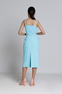 Rochie CLARE bleu cu broderie florală - Img 6