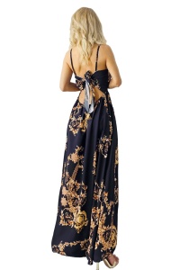 Rochie cocktail Fernanda, croi semidecupat si funda la spate, Black Royal, Marime S/M/L - Img 7