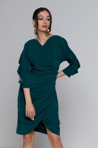 Rochie CRISTIANA verde cu drapaj - Img 2