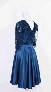 Rochie de ocazie din tafta bleumarin si broderie catifea Anastasia - Img 3