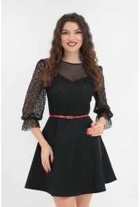 Rochie din dantela neagra si tafta