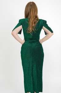 Rochie eleganta lunga Denisa din lurex cu fronseu pe talie - Moze - Img 5