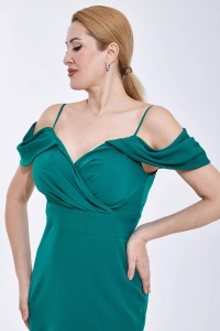 Rochie eleganta midi verde fara maneci Julia - Img 4