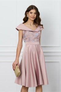 Rochie Ella Collection Anisa roz cu dantela la bust