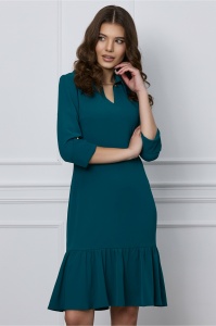 Rochie Erika verde cu volan la baza