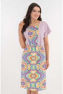 Rochie lejera lila cu elastic in talie