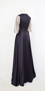 Rochie lunga din tafta neagra cu tulle cu gliter Noelia - Img 7