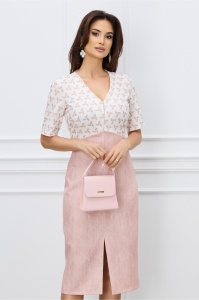 Rochie Madalina rose cu imprimeu la bust