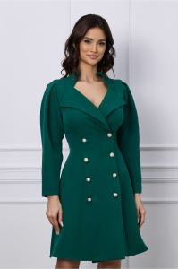 Rochie Moze verde tip sacou cu doua randuri de nasturi