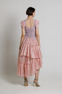 Rochie VALY casual roz asimetrica cu volane - Img 8