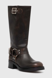 Steve Madden ghete de piele Beau femei, culoarea maro, cu toc drept, SM11003069