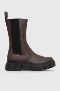 Alohas ghete chelsea de piele Armor femei, culoarea maro, cu platforma, S00034.30
