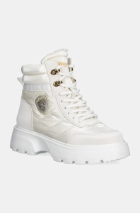 Blauer botine BLANCA femei, culoarea alb, cu toc plat, izolare usoara, F4BLANCA03.NYP