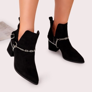 Botine Cu Toc Gros Dama Negre Bistus - Img 2
