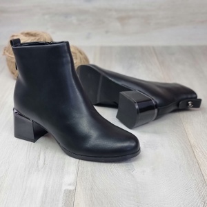 Botine Cu Toc Gros Damă Negre Cu Fermoar Euphrasia - Img 4