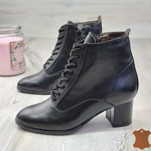 Botine Cu Toc Gros Dama Negre Piele Naturala Farren - Img 2