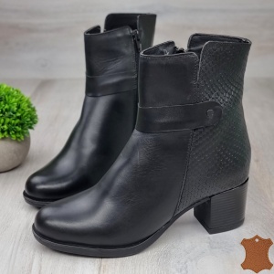 Botine Cu Toc Gros Dama Negre Piele Naturala Jenni - Img 6