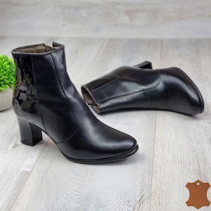 Botine Cu Toc Gros Damă Negre Piele Naturală Reagan - Img 5