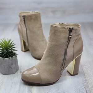 Botine Dama Cream Cu Toc Gros Esma - Img 3