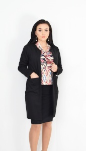 Compleu cardigan cu fusta neagra si bluza cu motive traditionale - Img 1
