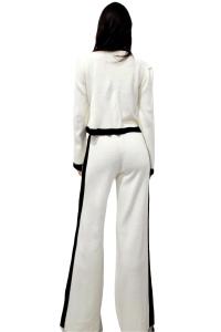 Compleu tetra cu lana Thalos, bluza si pantaloni lejeri, Alb, Marime S/M - Img 7