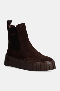 Gant botine din piele intoarsa Snowmont femei, culoarea maro, cu platforma, izolare usoara, 29553786 G896