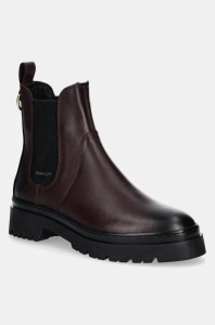 Gant ghete chelsea de piele Aligrey femei, culoarea bordo, cu toc plat, 29551816 G913