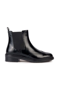 Geox ghete chelsea de piele D WALK PLEASURE D femei, culoarea negru, cu toc plat, D36TGD 00038 C9999