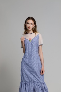 IVY dress with blue checkered ruffles - Img 2