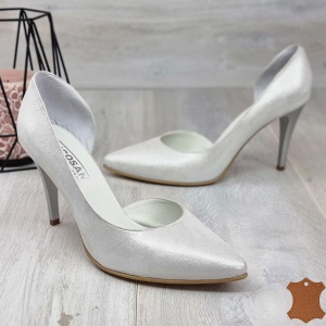 Pantofi Stiletto Dama Argintii Piele Naturala Iha - Img 2