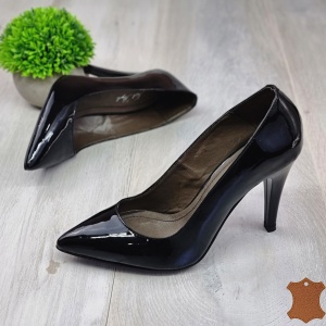 Pantofi Stiletto Dama Negri Piele Naturala Ida - Img 4