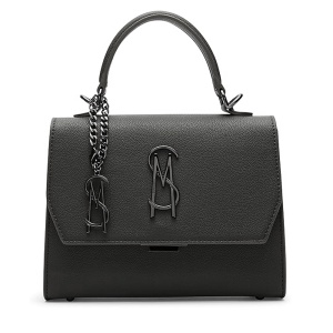 Poșetă satchel femei Steve Madden Latucca neagră cu logo frontal 1668POSSBLATTUCAN