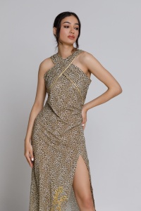 Rochie BELONA din voal cu imprimeu animal-print - Img 2