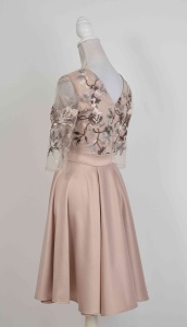 Rochie de ocazie din tafta bej si tiul brodat Ofelia - Img 4