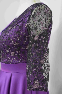 Rochie de ocazie din tafta mov cu tulle cu gliter Noelia - Img 8