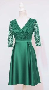 Rochie de ocazie din tafta verde si broderie din catifea Carla - Img 7